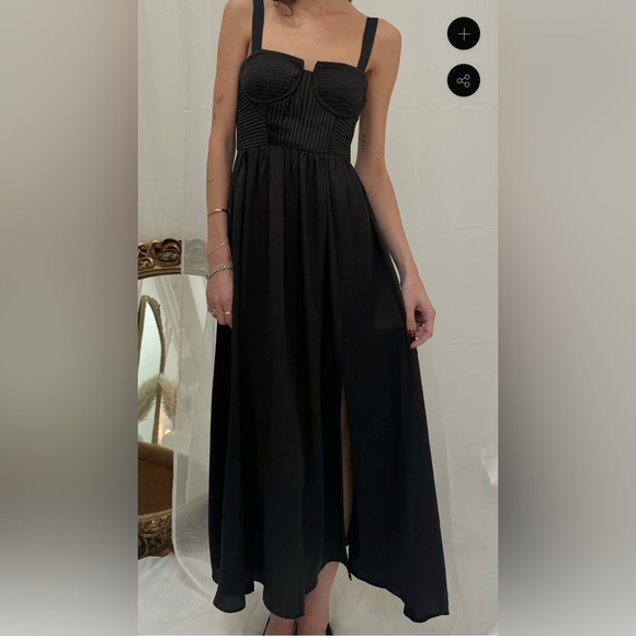 ASTR The Label Black Pleated Bustier Midi Cocktail Dress Womens Size Medium - Picture 1 of 11